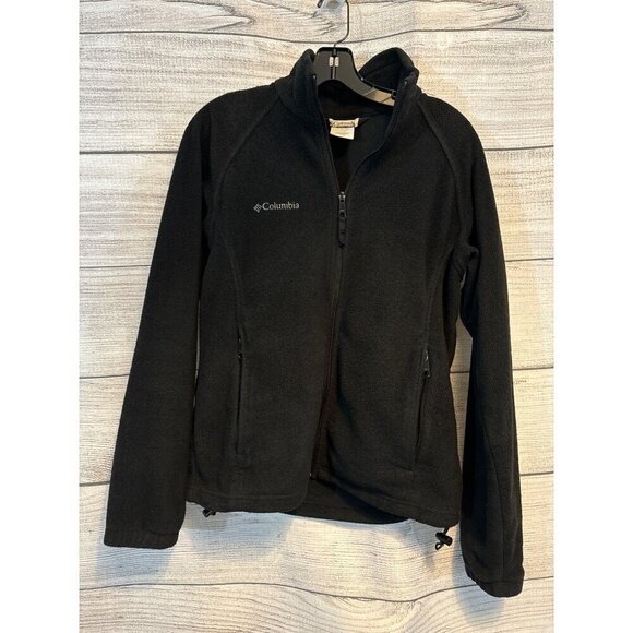 Columbia Fleece Jacket Black Zip-Up Size M - Picture 1 of 3